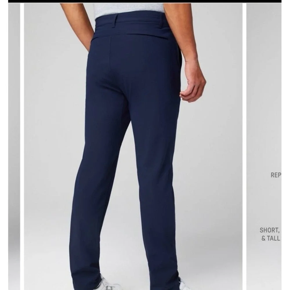 Men's Navy Blue Fabletics Slim Fit Tapered The Don Trouser Pants